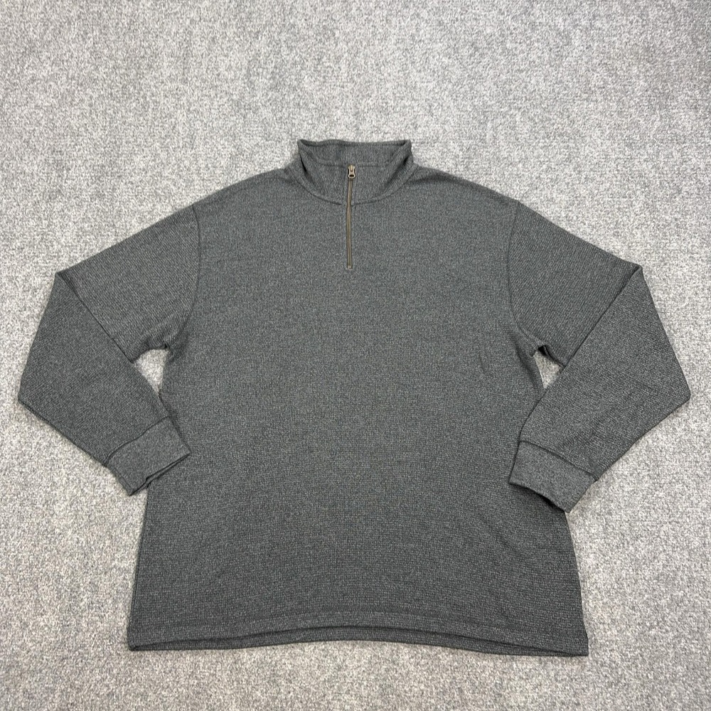 RedHead Sweater Mens XL Gray 1/4 Zip Mock Neck Cotton Polyester Knit Pullover